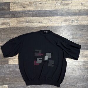 Black and Gray Crewneck Sweater with Geometric Design